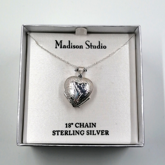 Vintage Sterling Silver 4 Part Heart Locket Necklace 18 Inch Chain NIB - Picture 9 of 12